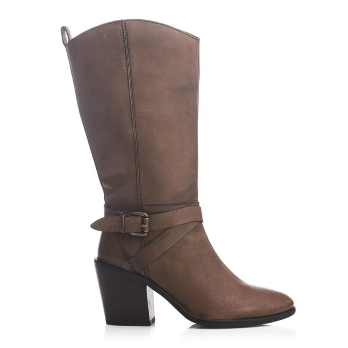 Moda In Pelle Serana Taupe Leather Women Knee High Boots