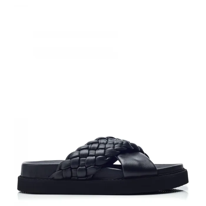 Moda In Pelle Shoon Sh Aimee Black Leather Women Flatform Sandals