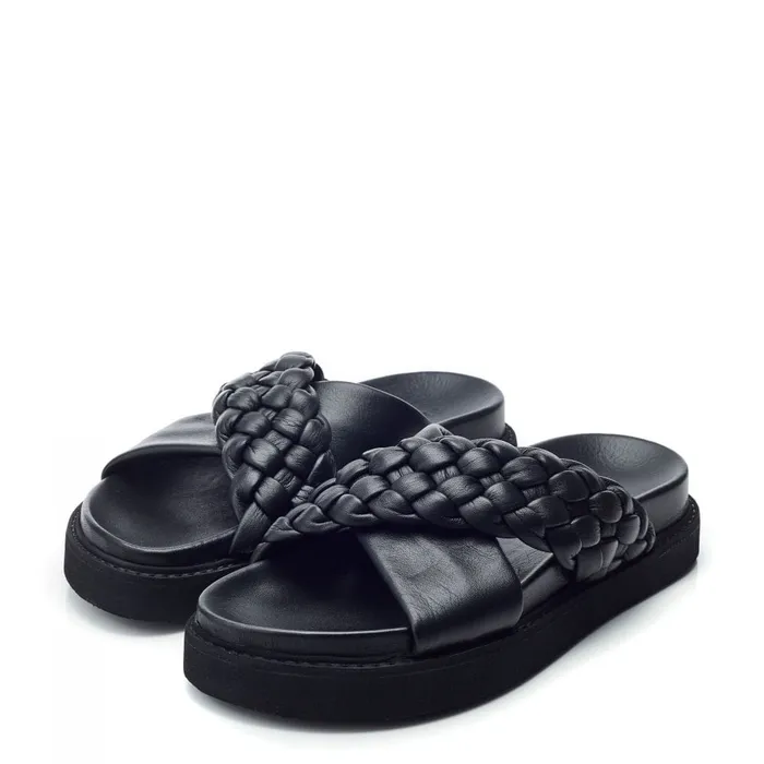 Moda In Pelle Shoon Sh Aimee Black Leather Women Flatform Sandals Moda In Pelle Shoon Sh Aimee Black Leather Women Flatform Sandals