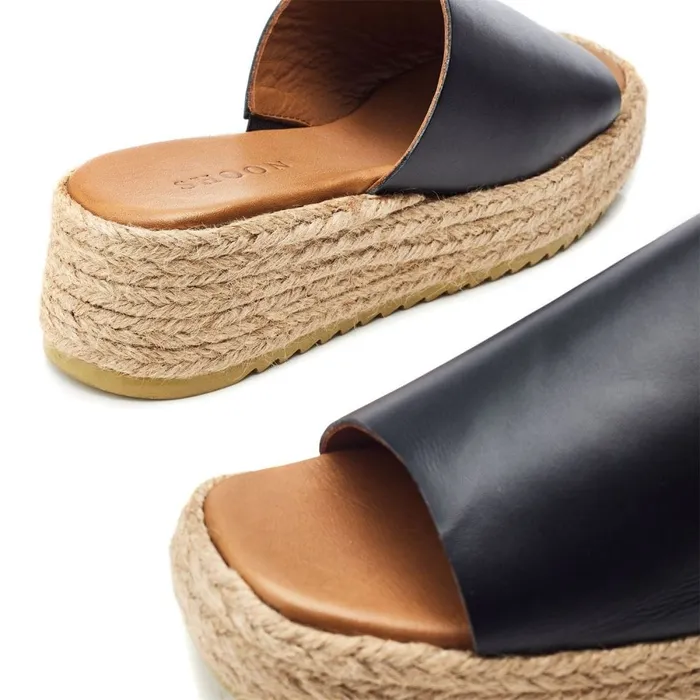 Moda In Pelle Shoon Sh Astrid Black Leather Women Slider Sandals