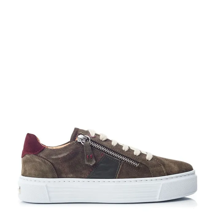 Moda In Pelle Shoon Sh Ely Khaki Suede Women Casual Trainers