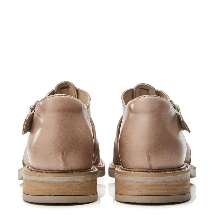 Moda In Pelle Shoon Sh Imari Beige Leather Women Flat Sandals