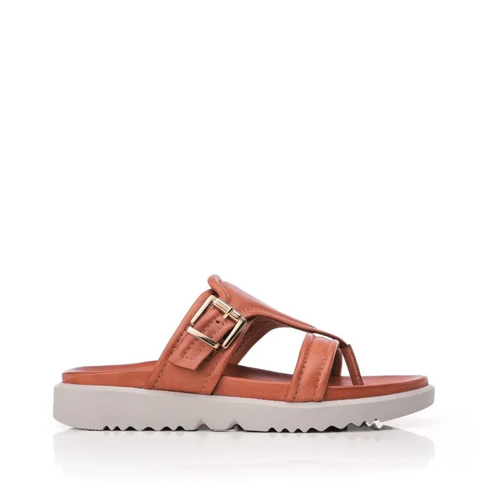 Moda In Pelle Shoon Sh Impost Tan Leather Women Slider Sandals
