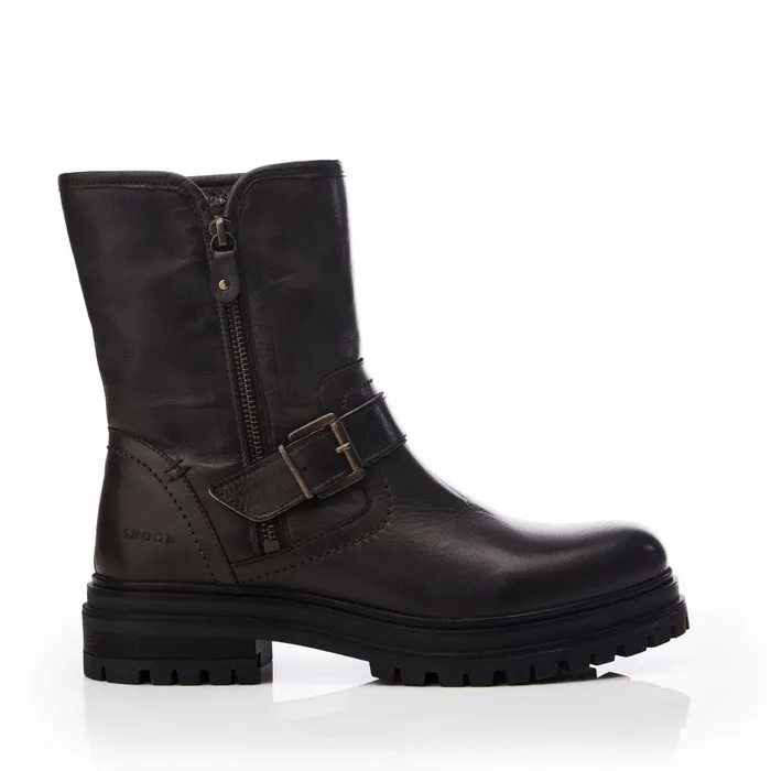 Moda In Pelle Shoon Sh Infell Olive Leather Women Riding And Flat Boots