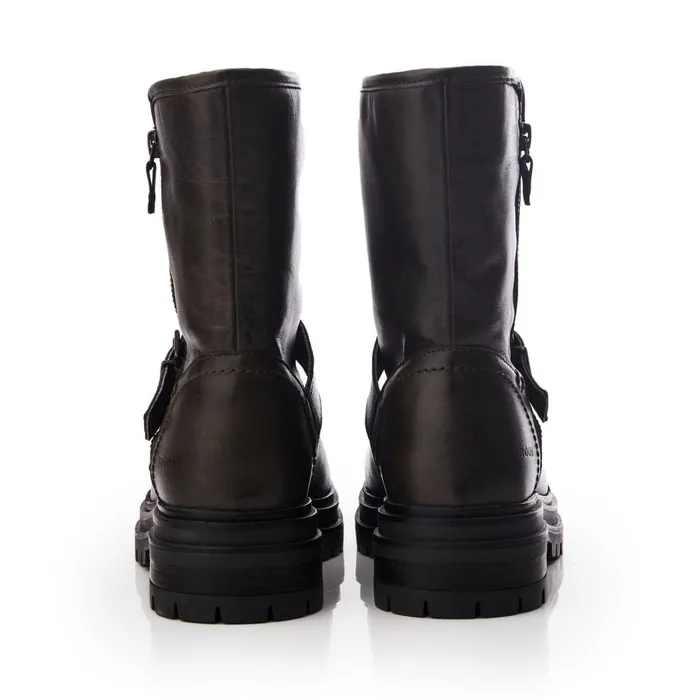 Moda In Pelle Shoon Sh Infell Olive Leather Women Riding And Flat Boots