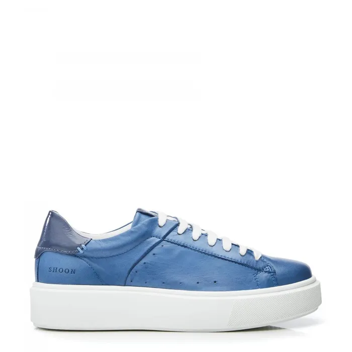 Moda In Pelle Shoon Sh Innie Blue Leather Women Casual Trainers