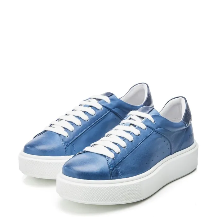 Moda In Pelle Shoon Sh Innie Blue Leather Women Casual Trainers
