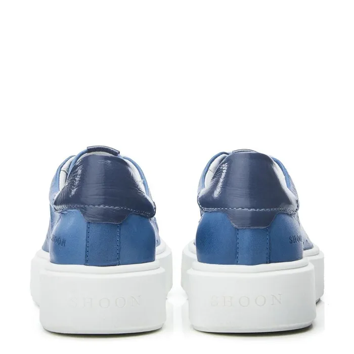 Moda In Pelle Shoon Sh Innie Blue Leather Women Casual Trainers