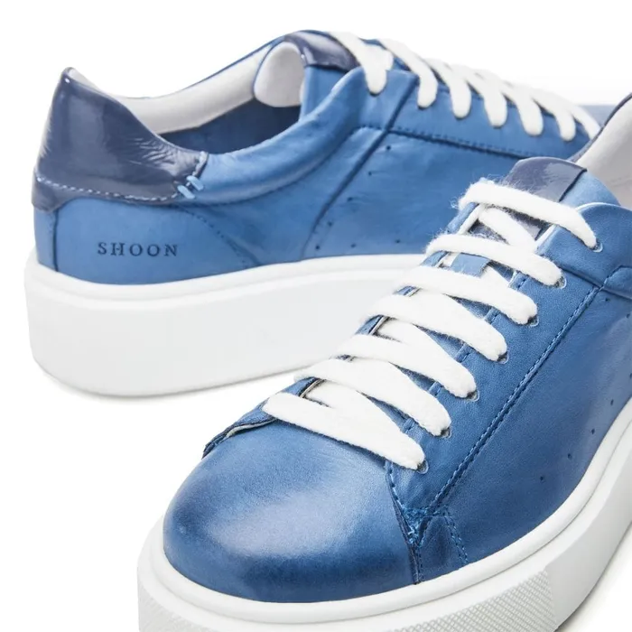 Moda In Pelle Shoon Sh Innie Blue Leather Women Casual Trainers