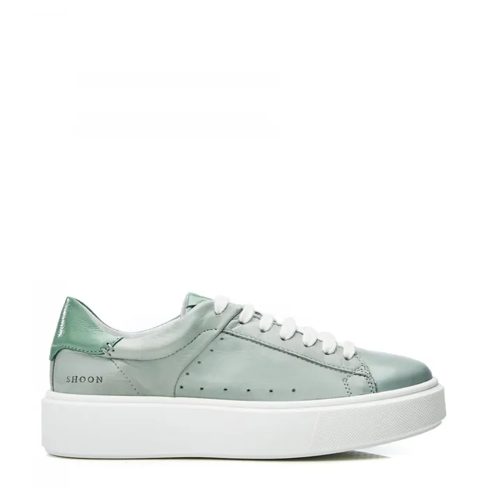 Moda In Pelle Shoon Sh Innie Khaki Leather Women Casual Trainers