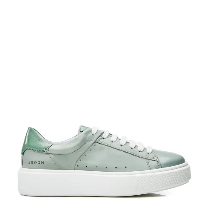 Moda In Pelle Shoon Sh Innie Khaki Leather Women Casual Trainers