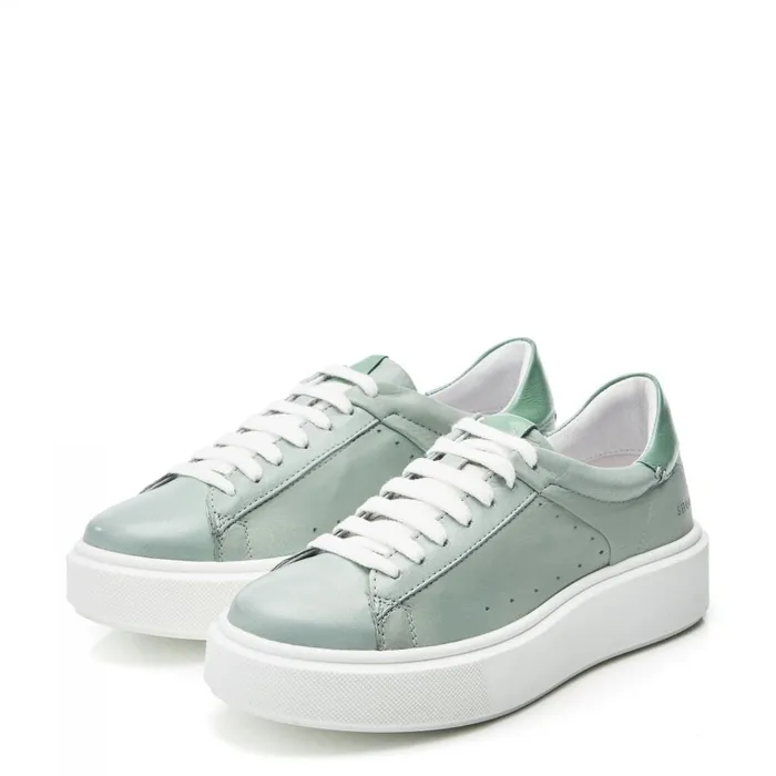 Moda In Pelle Shoon Sh Innie Khaki Leather Women Casual Trainers