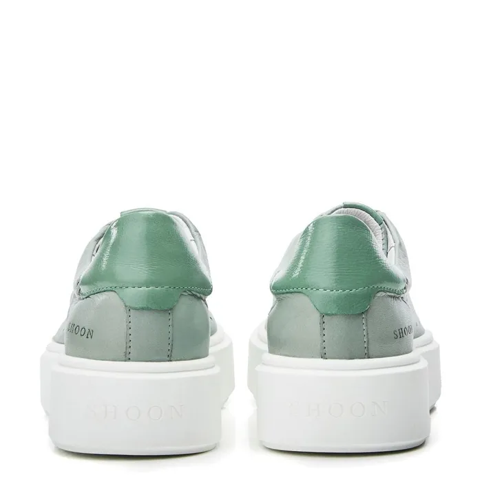 Moda In Pelle Shoon Sh Innie Khaki Leather Women Casual Trainers
