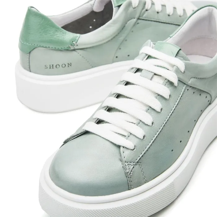 Moda In Pelle Shoon Sh Innie Khaki Leather Women Casual Trainers