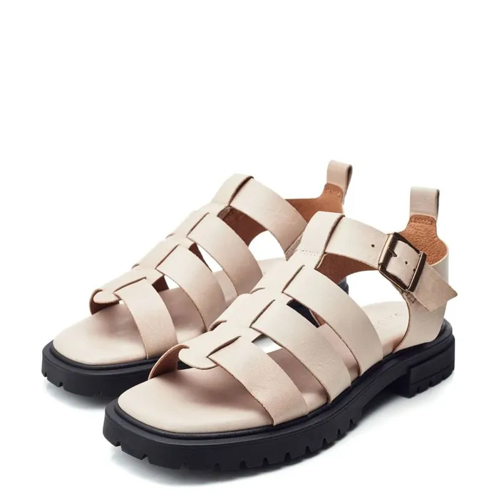 Moda In Pelle Shoon Sh Inshore Off White Leather Women Flatform Sandals