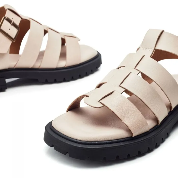 Moda In Pelle Shoon Sh Inshore Off White Leather Women Flatform Sandals