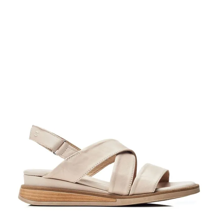 Moda In Pelle Shoon Sh Iranna Beige Leather Women Flatform Sandals