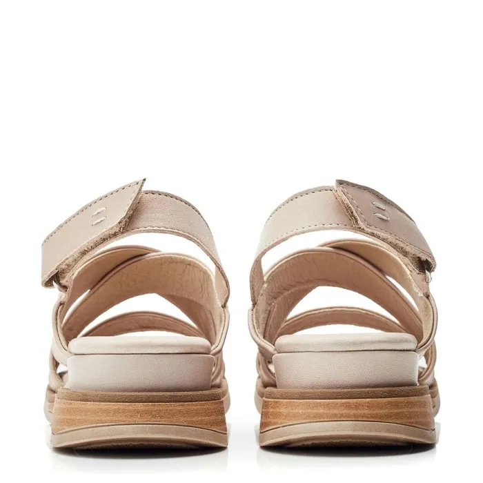 Moda In Pelle Shoon Sh Iranna Beige Leather Women Flatform Sandals