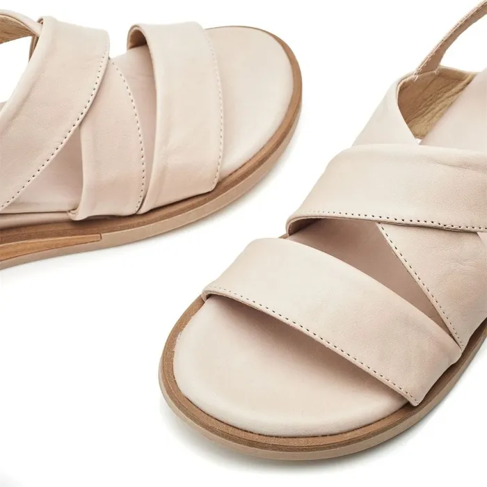 Moda In Pelle Shoon Sh Iranna Beige Leather Women Flatform Sandals