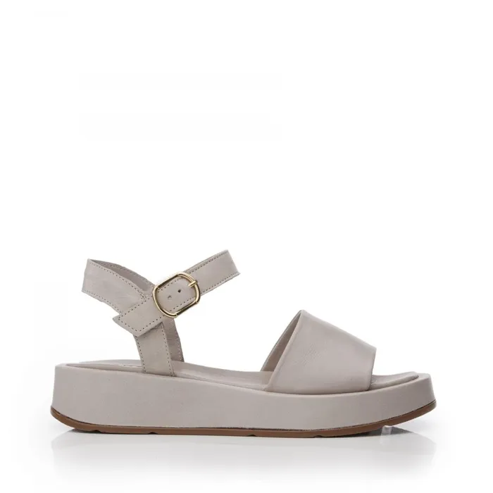 Moda In Pelle Shoon Sh Mirella Light Grey Leather Women Flatform Sandals