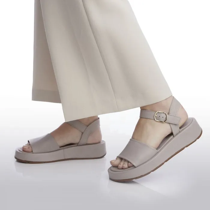 Moda In Pelle Shoon Sh Mirella Light Grey Leather Women Flatform Sandals