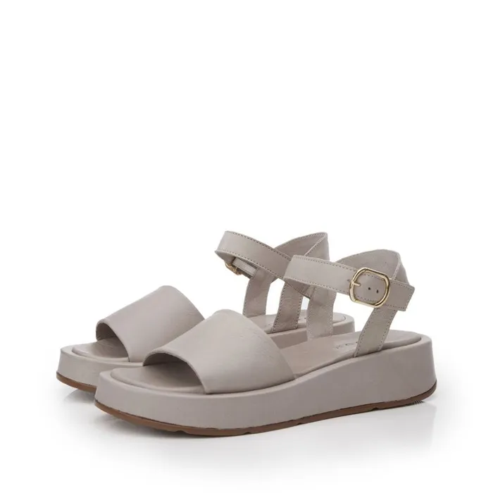 Moda In Pelle Shoon Sh Mirella Light Grey Leather Women Flatform Sandals