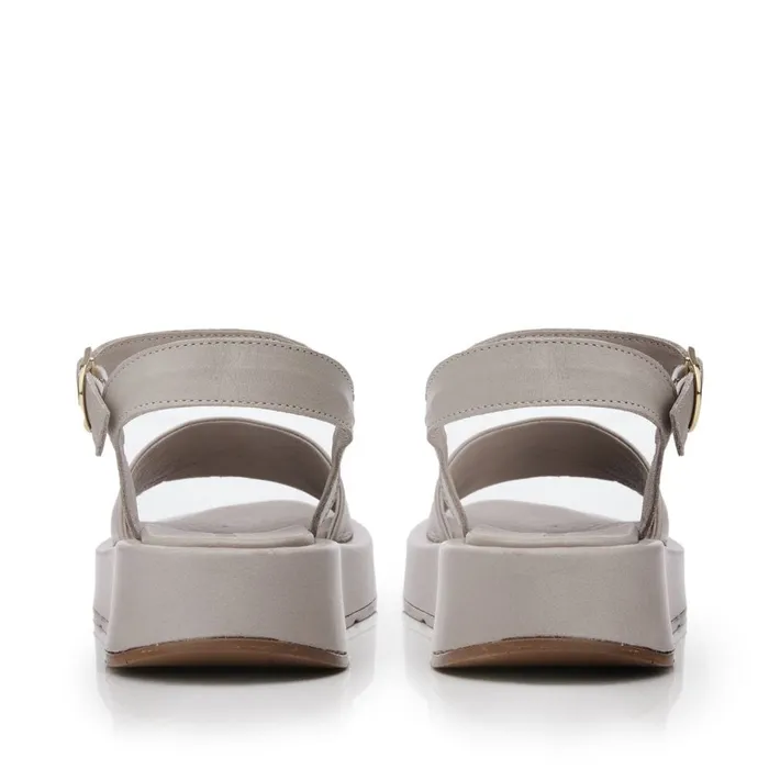 Moda In Pelle Shoon Sh Mirella Light Grey Leather Women Flatform Sandals