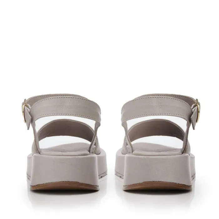 Moda In Pelle Shoon Sh Mirella Light Grey Leather Women Flatform Sandals