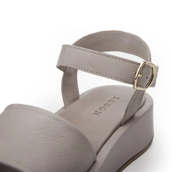 Moda In Pelle Shoon Sh Mirella Light Grey Leather Women Flatform Sandals