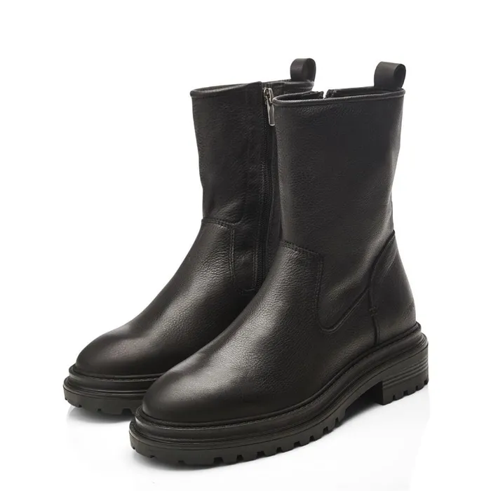 Moda In Pelle Shoon Sh Santanyi Black Leather Women Chunky Boots