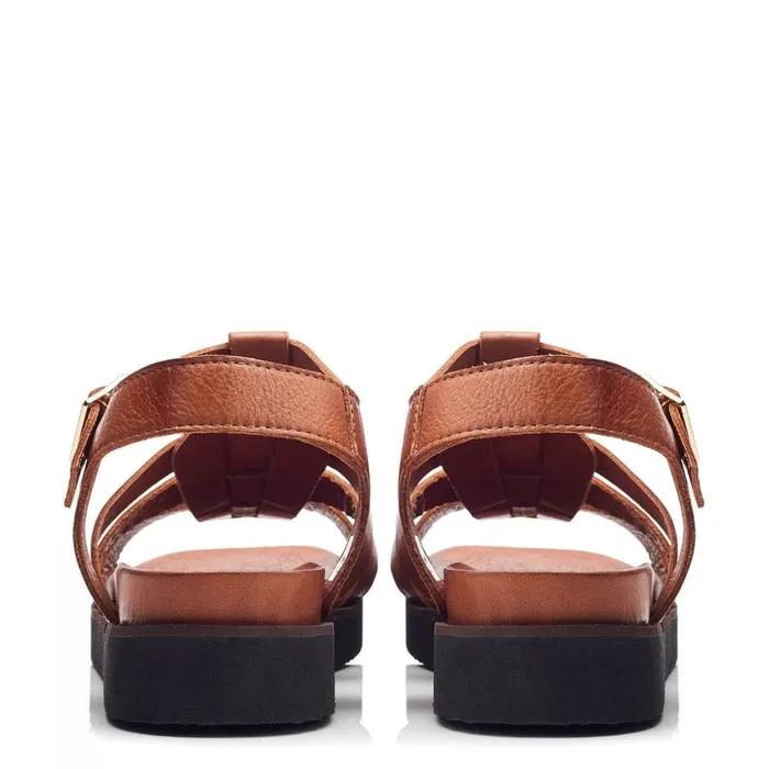 Moda In Pelle Shoon Sh Shipshape Tan Leather Women Flatform Sandals
