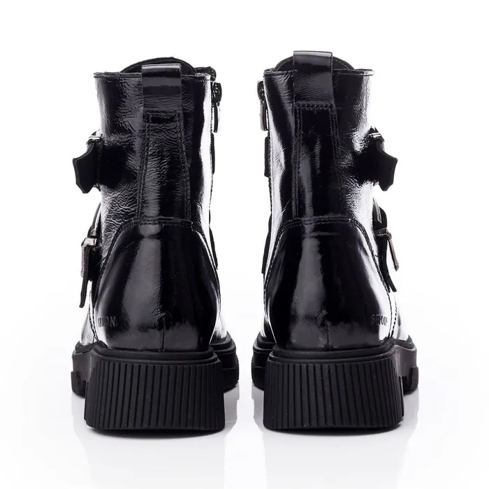 Moda In Pelle Shoon Sh Soller Black Patent Leather Women Black Boots