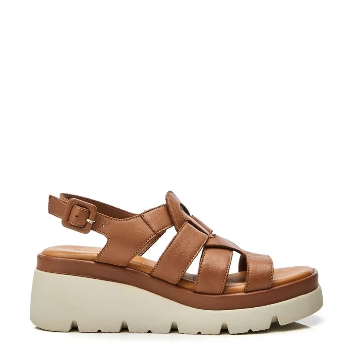 Moda In Pelle Shoon Sh Strake Tan Leather Women Wedge Sandals
