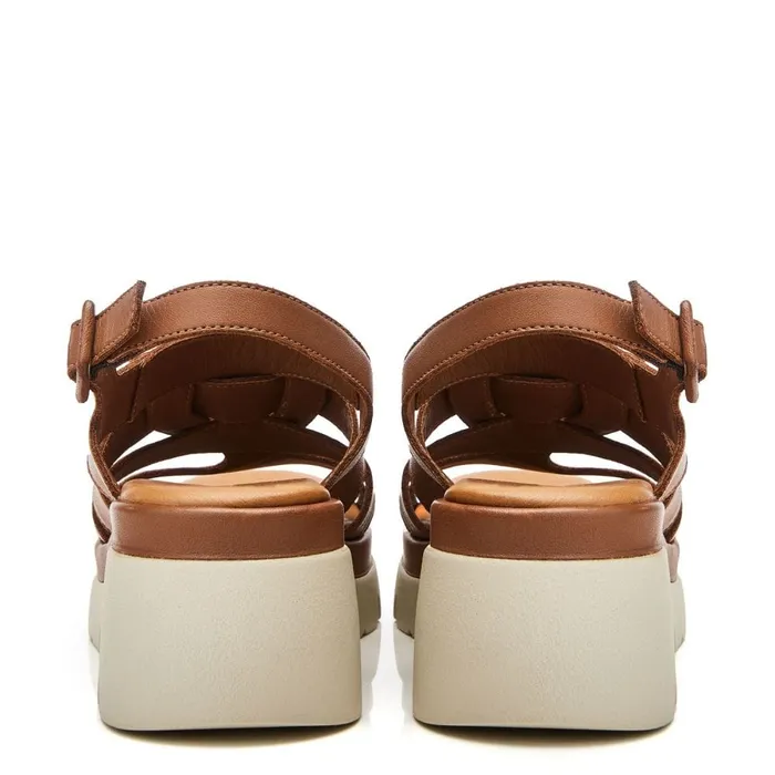 Moda In Pelle Shoon Sh Strake Tan Leather Women Wedge Sandals