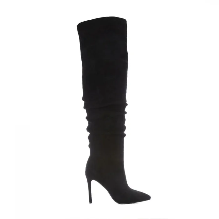 Moda In Pelle Siara Black Alcantara Women Over The Knee Boots