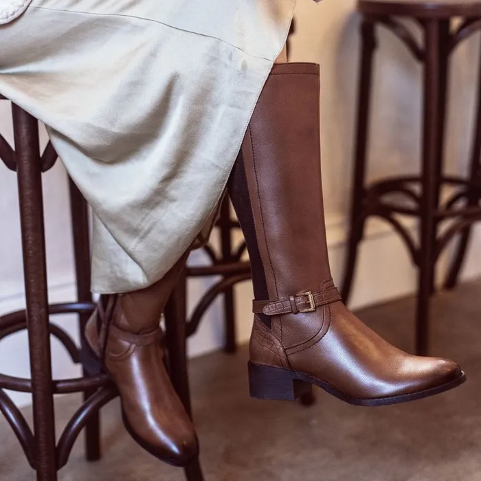 Moda In Pelle Tadelle Tan Leather Women Knee High Boots