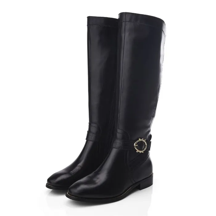 Moda In Pelle Takari Black Leather Women Riding And Flat Boots Moda In Pelle Takari Black Leather Women Riding And Flat Boots