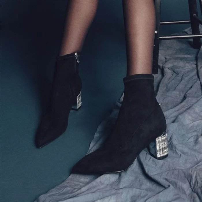Moda In Pelle Tianna Black Alcantara Women Black Boots