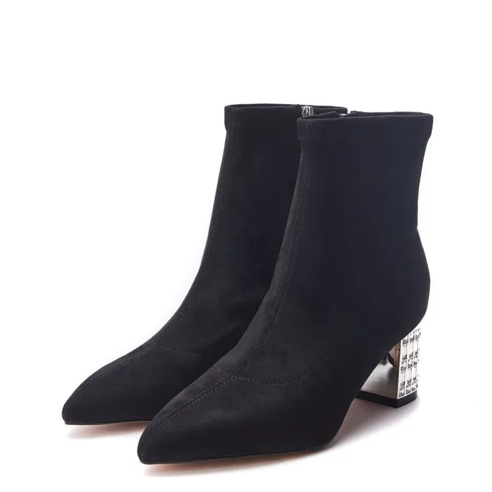 Moda In Pelle Tianna Black Alcantara Women Black Boots