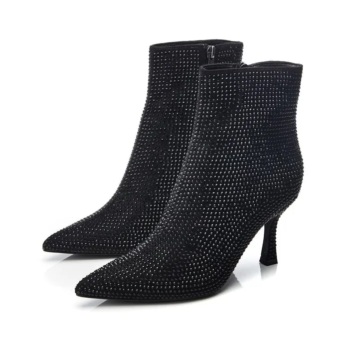 Moda In Pelle Zalea Black Textile Women Heeled And Wedge Boots