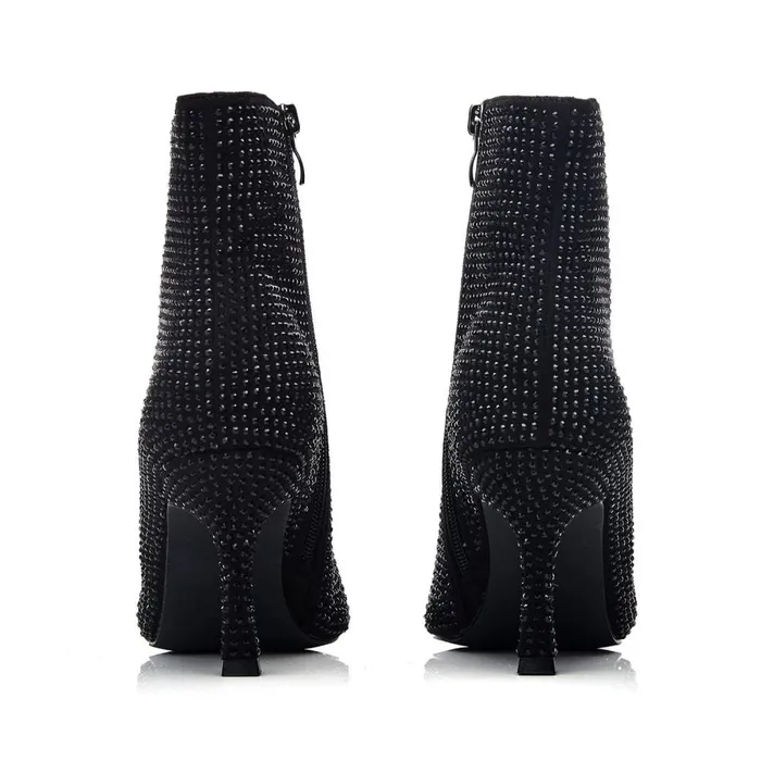 Moda In Pelle Zalea Black Textile Women Heeled And Wedge Boots