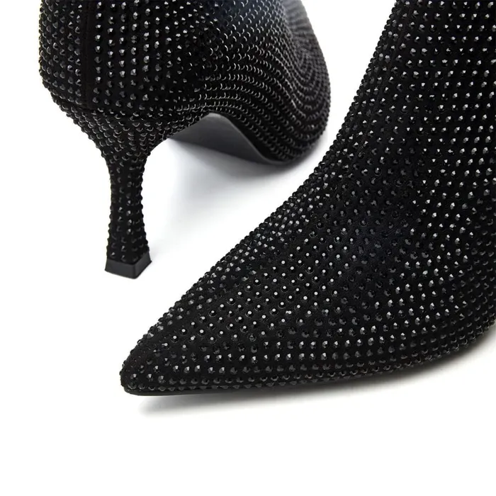 Moda In Pelle Zalea Black Textile Women Heeled And Wedge Boots