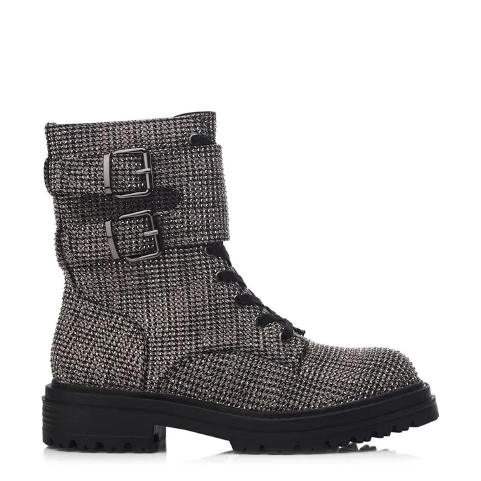 Moda In Pelle Zori Grey Textile Women Chunky Boots
