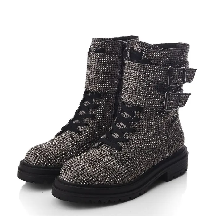 Moda In Pelle Zori Grey Textile Women Chunky Boots
