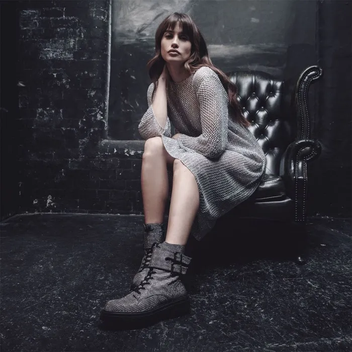 Moda In Pelle Zori Grey Textile Women Chunky Boots