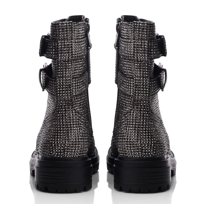 Moda In Pelle Zori Grey Textile Women Chunky Boots