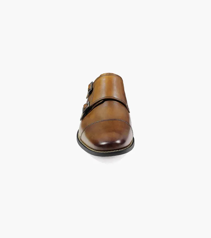 Montinaro Cap Toe Monk Strap Saddle Tan Men Florsheim Dress Shoes