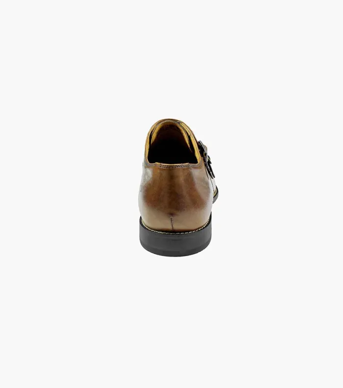 Montinaro Cap Toe Monk Strap Saddle Tan Men Florsheim Dress Shoes