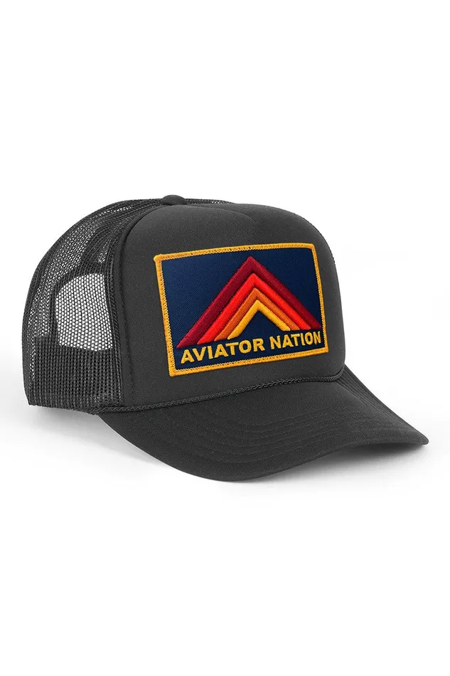 MOUNTAIN STRIPE VINTAGE TRUCKER HAT WomenMen Aviator Nation Trucker Hats