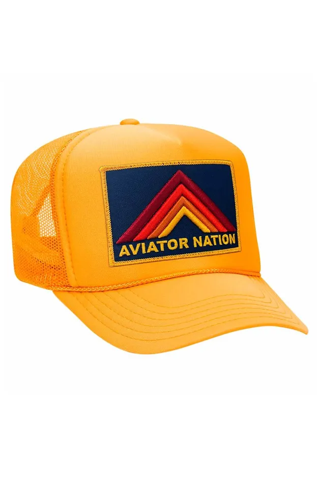 MOUNTAIN STRIPE VINTAGE TRUCKER HAT WomenMen Aviator Nation Trucker Hats